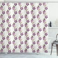 thumbnail image 1 of Orchids Shower Curtain, Embroidery Style Retro Wild Flowers Surreal Paradise Petals Classic Motif, Fabric Bathroom Set with Hooks, 69W X 84L Inches Extra Long, Black Coral and Pink, by Ambesonne, 1 of 3