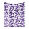 thumbnail image 1 of Orchids Soft Flannel Fleece Throw Blanket, Pastel Exotic Flowering Plants Blossom Monochrome Tropical Flourish Style, Cozy Plush for Indoor and Outdoor Use, 50" x 60", Purple and White, by Ambesonne, 1 of 5