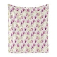 thumbnail image 1 of Orchids Soft Flannel Fleece Throw Blanket, Romantic Blossom Ascocenda Flowers Vintage Style Bouquets, Cozy Plush for Indoor and Outdoor Use, 70" x 90", Dark Magenta Ivory, by Ambesonne, 1 of 5