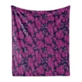 thumbnail image 1 of Orchids Soft Flannel Fleece Throw Blanket, Vibrant Paradise Blossom Flourishing Branches Romantic Pattern, Cozy Plush for Indoor and Outdoor Use, 60" x 80", Magenta Night Blue, by Ambesonne, 1 of 5