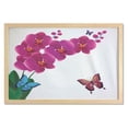 thumbnail image 1 of Orchids Wall Art with Frame, Botanical Composition with Pink Orchid Bouquet and Flying Colorful Butterflies, Printed Fabric Poster for Bathroom Living Room Dorms, 35" x 23", Multicolor, by Ambesonne, 1 of 2