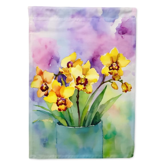 Orchids in Watercolor House Flag 28 in x 40 in