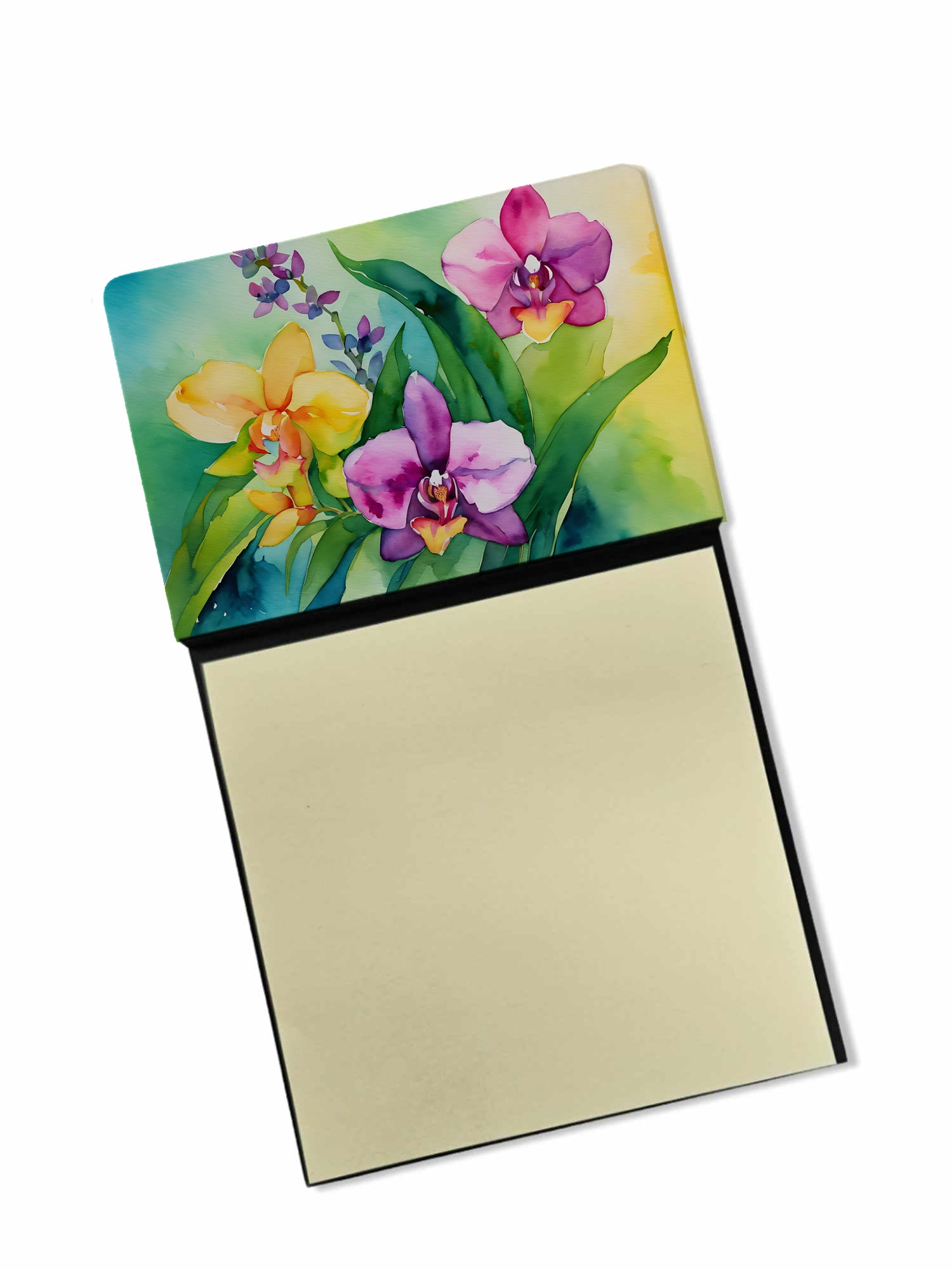 Orchids in Watercolor Sticky Note Holder 3.25 in x 5.25 in