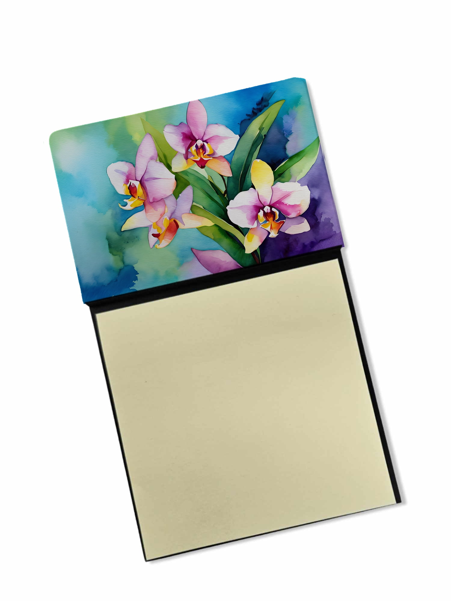 Orchids in Watercolor Sticky Note Holder 3.25 in x 5.25 in