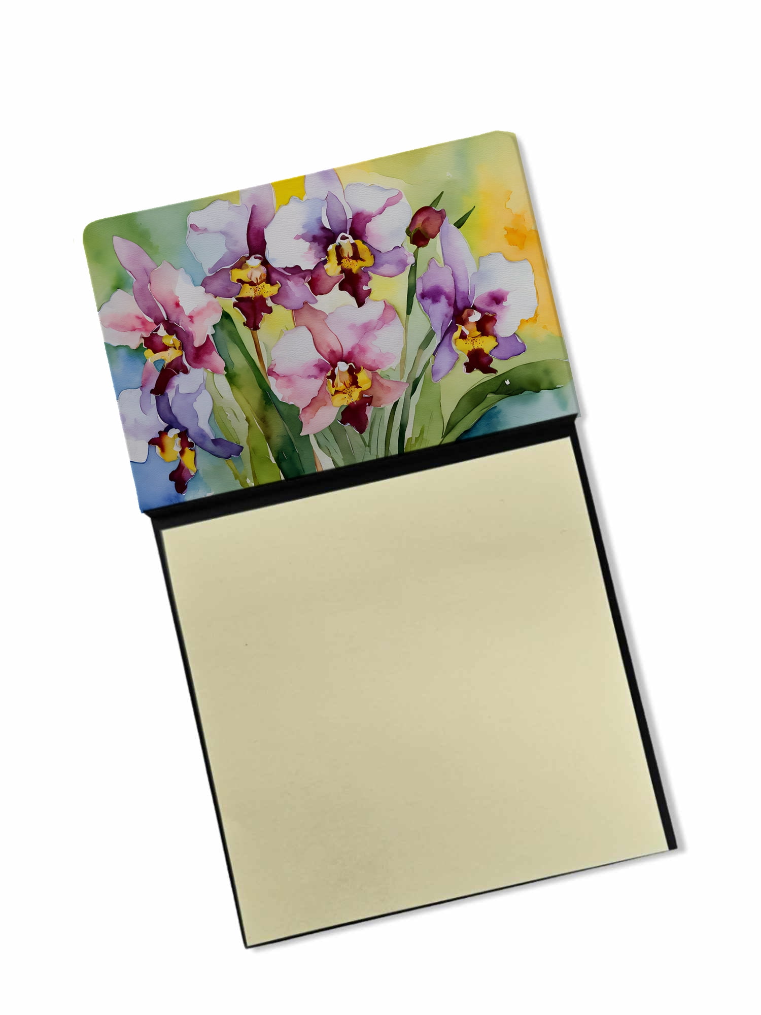 Orchids in Watercolor Sticky Note Holder 3.25 in x 5.25 in