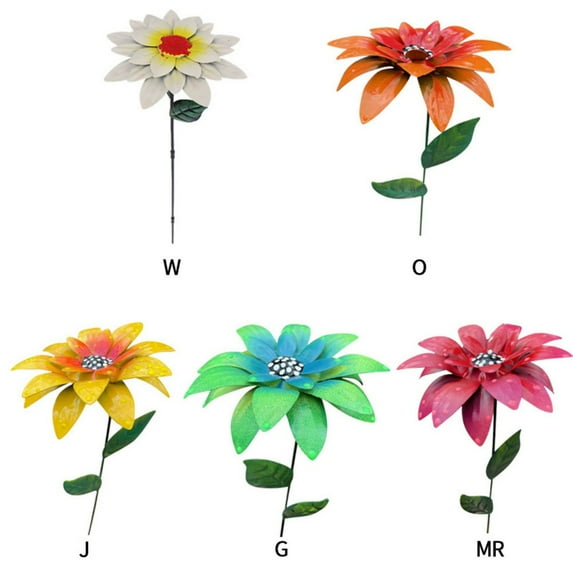 Orchip 14.57 in Colorful Metal Flower Garden Stakes with Lifelike Simulation Design (5 Pack)
