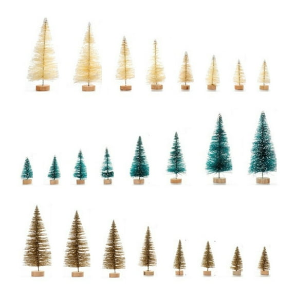 Orchip 24PCS Artificial Mini Christmas Trees, Mini Pine Tree Sisal Trees with Wood Base Bottle Brush Trees for Christmas Table Top Decor Winter Crafts Ornaments