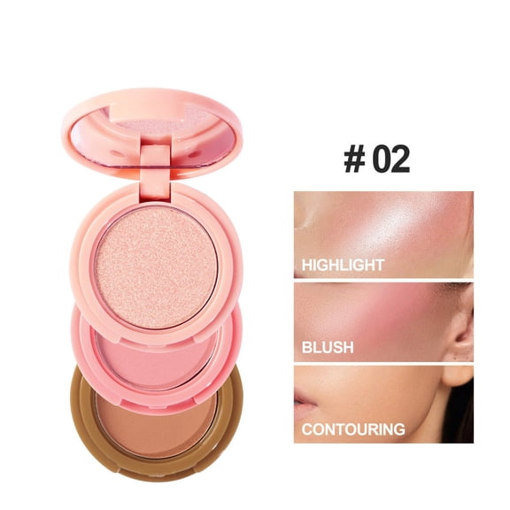 Orchip 3-in-1 Make Up Blush and Highlighter Palette, Assorted