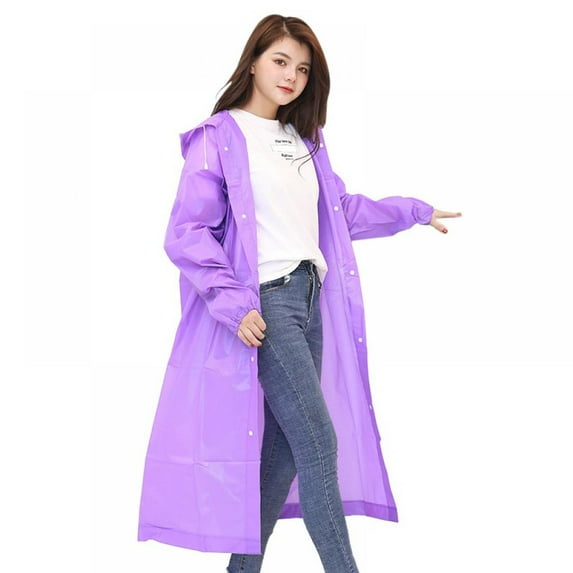 Orchip Adult Raincoat Coat Portable EVA Poncho with Hood and Elastic Cuff Sleeves