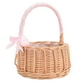 thumbnail image 1 of Orchip Rattan Flower Basket, Handwoven Basket Wedding Flower Girl Baskets with Handle and Ribbon Bow for Storage, Petal Basket Candy Storage Basket , Rattan Box for Home Decoration, 1 of 8