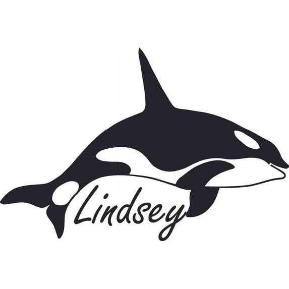 Orcinus Orca Killer Toothed Whale Customized Wall Decal - Custom Vinyl Wall Art - Personalized Name - Baby Girls Boys Kids Bedroom Wall Decal Room Decor Wall Stickers Decoration Size (15x30 inch)