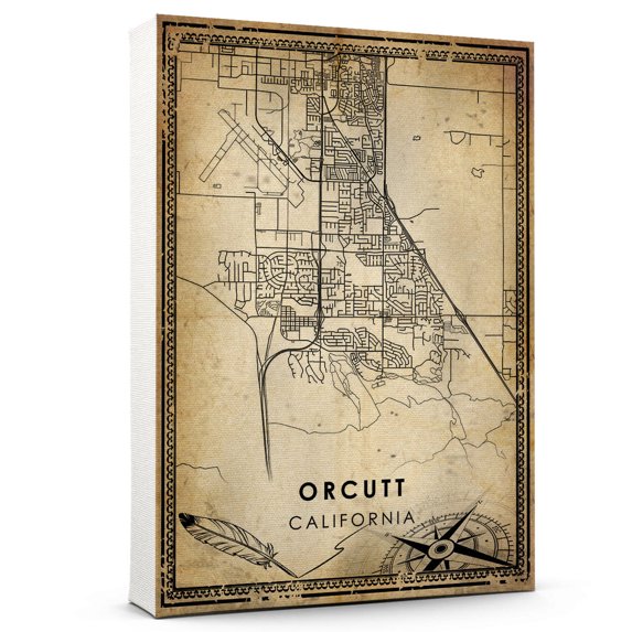 Orcutt Vintage Map Prints Canvas, California Map Art Canvas, Canvas, Orcutt Map City style vintage Canvas , Canvas Wall Art, Street Map Artwork Canvas