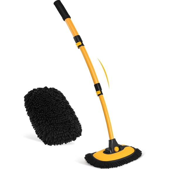 Ordenado 15Curved Car Wash Brush with Long Handle, 43" Car Cleaning Brush with Extension Pole, Microfiber RV Wash Mop Scratch-Free, Exterior Washer Mop for Washing Roof Truck Camper SUV Caravan Boat