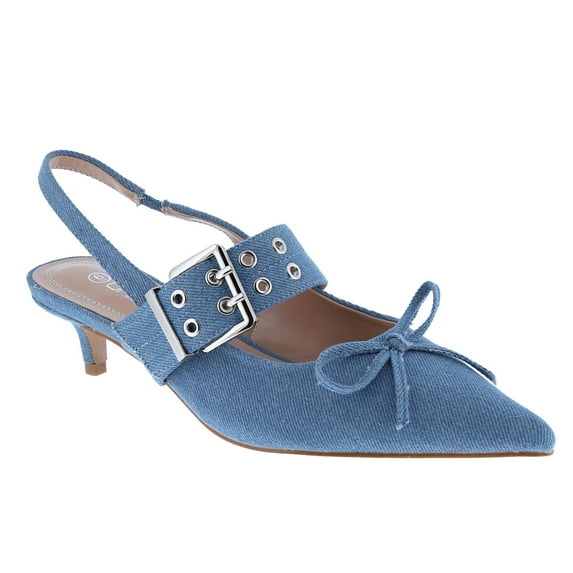 【Order-106】 Women's low kitten heel loop design slingback ankle strap high heel pointed toe comfortable formal party wedding dress shoes Fashion Classic Walking Shoes Heeled Footwear Classy Elegant