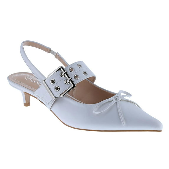 【Order-106】 Women's low kitten heel loop design slingback ankle strap high heel pointed toe comfortable formal party wedding dress shoes Fashion Classic Walking Shoes Heeled Footwear Classy Elegant