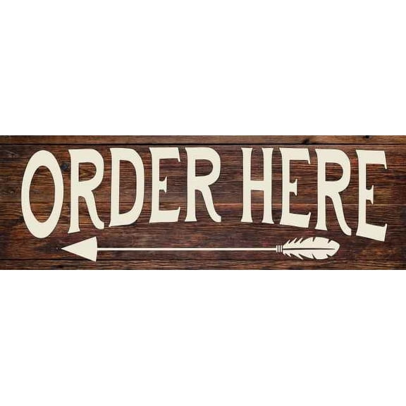 Order Here Left Arrow Restaurant Bar Rustic Looking Wood Sign Wall Décor Gift 6 x 18 Wood Sign B3-06180028069