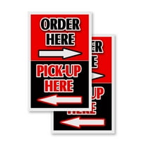 Order Here Pick Up Here With Arrows (2-PACK) 24" x 36" Vinyl Decals | Sign Insert Peel & Stick Decals Stickers Window Signs