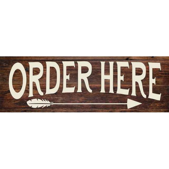 Order Here Right Arrow Restaurant Bar Rustic Looking Wood Sign Wall Décor Gift 6 x 18 Wood Sign B3-06180028078
