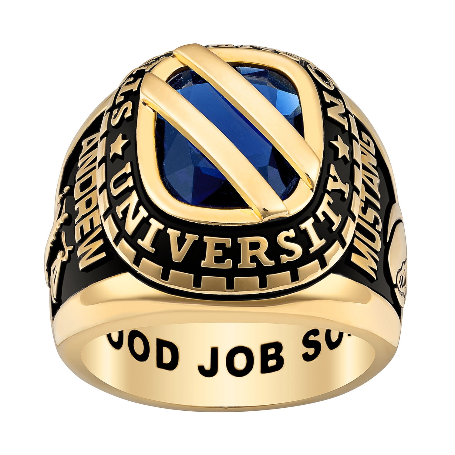 Order Now for 2025 Graduation, Freestyle Men's Birthstone with Diagonal Bridge Class Ring Sterling Silver, Personalized, High School or College Graduation
