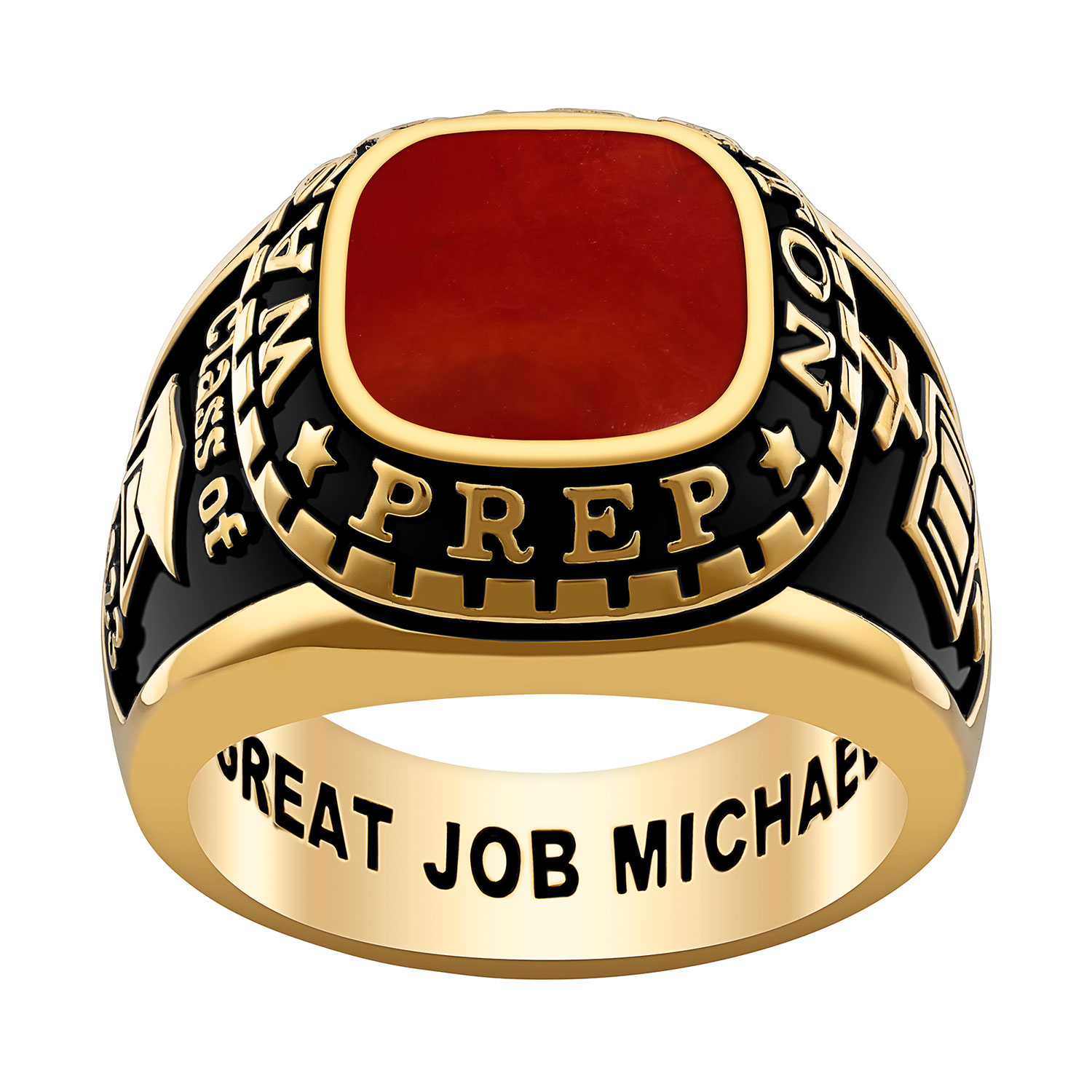 Order Now for 2025 Graduation, Freestyle Men’s Class Ring – Onyx, Carnelian, Lapis Mother of Pearl Genuine Stone Sterling Silver, Personalized, High School or College Graduation