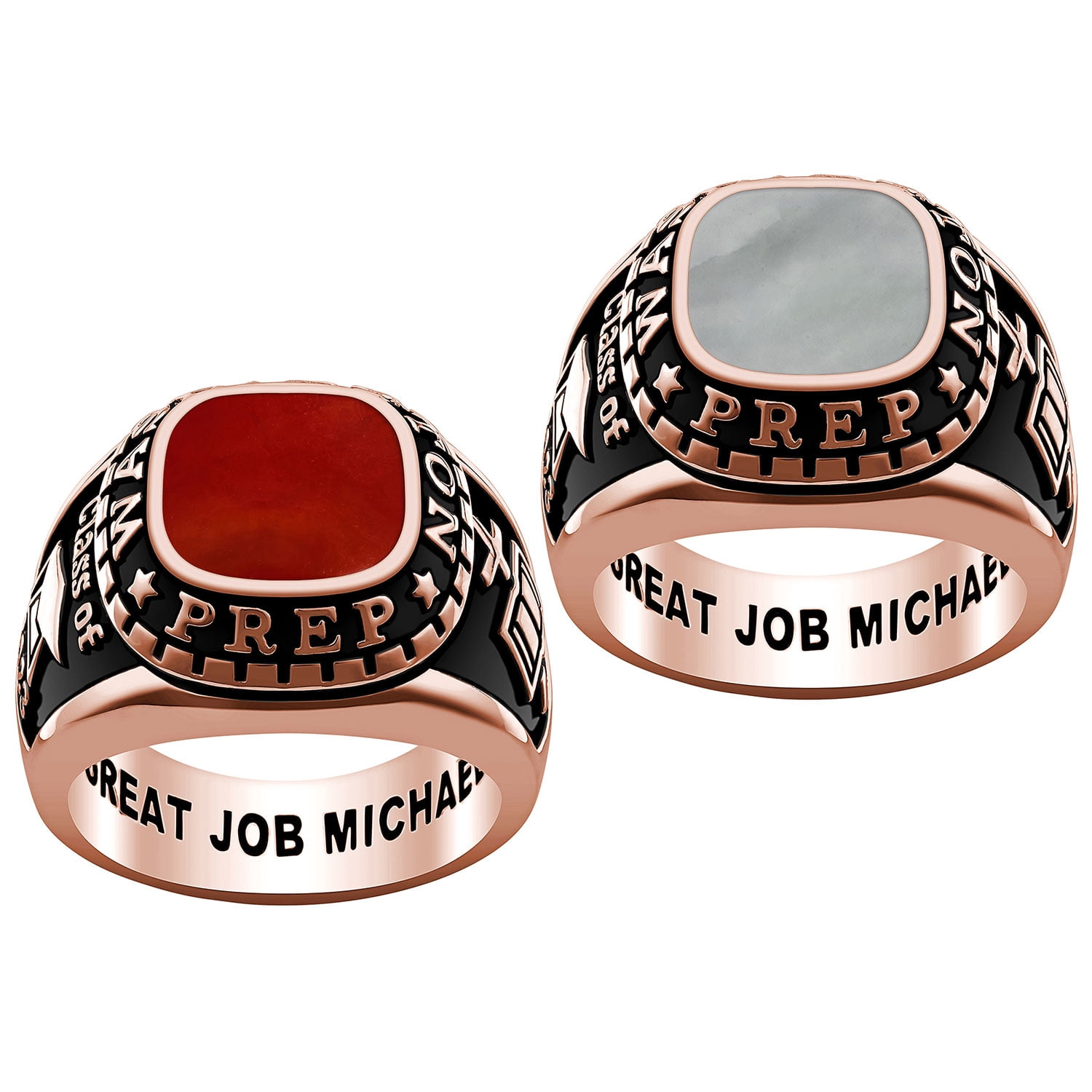 Order Now for 2025 Graduation, Freestyle Men’s – Onyx, Carnelian, Lapis, Mother of Pearl Genuine Stone Class Ring, Personalized, High School or College Graduation