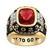 Order Now for 2025 Graduation, Freestyle Men's Silver Cushion Birthstone & CZ Class Ring Sterling Silver, Personalized, High School or College Graduation