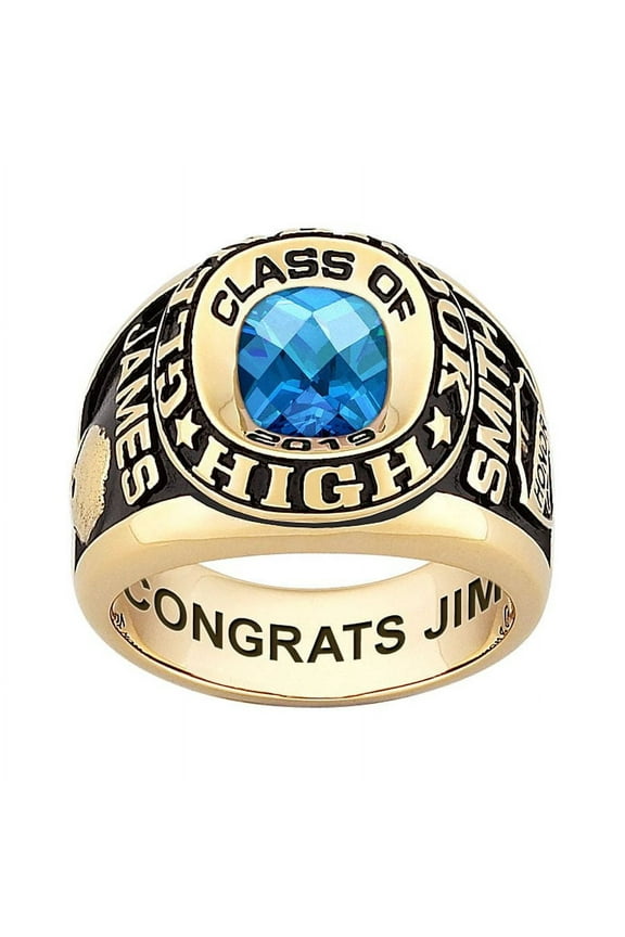 Order Now for 2025 Graduation, Freestyle Men's Yellow Celebrium Double Row Classic Checkerboard Birthstone Class Ring, Personalized, High School or College