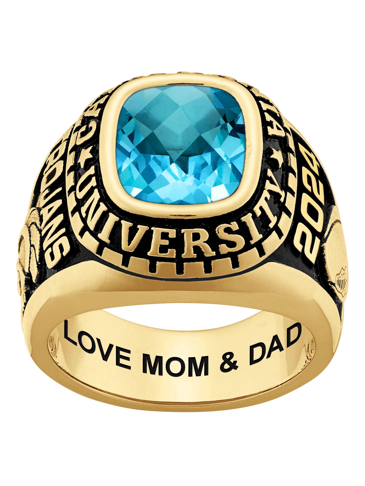 Order Now for 2025 Graduation, Freestyle Men's Yellow Celebrium Large Classic Checkerboard Birthstone Class Ring, Personalized, High School or College