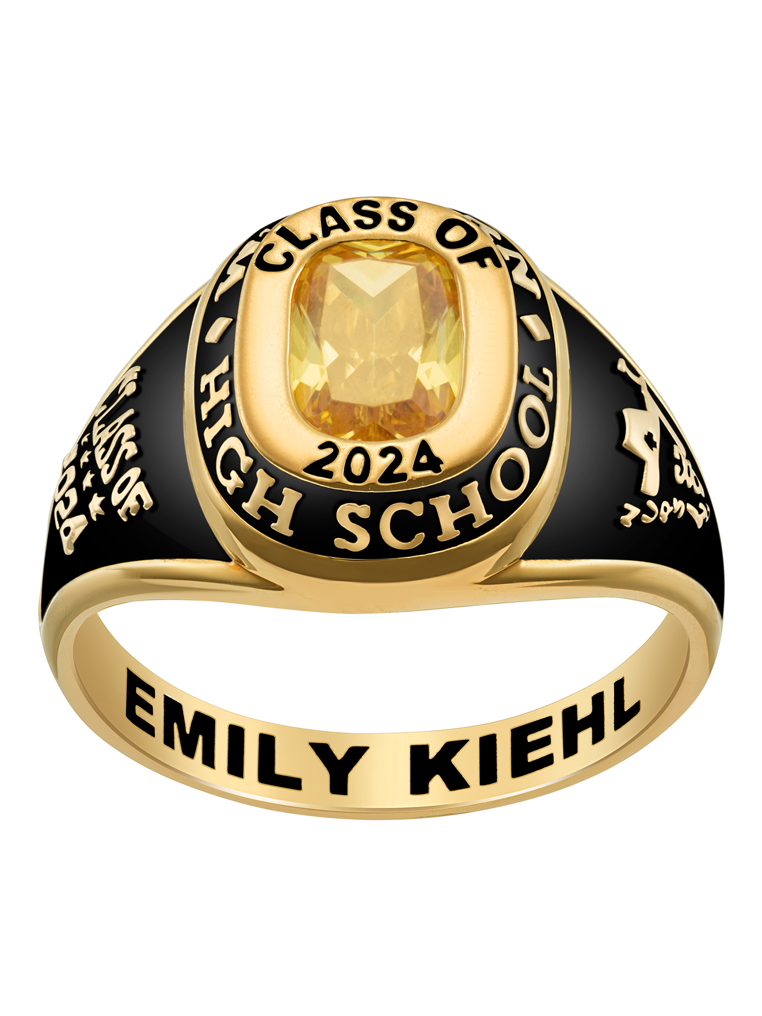 Order Now for 2025 Graduation, Freestyle Women's' 14K Gold over Sterling Classic Cushion Birthstone Class Ring, Personalized, High School or College Graduation