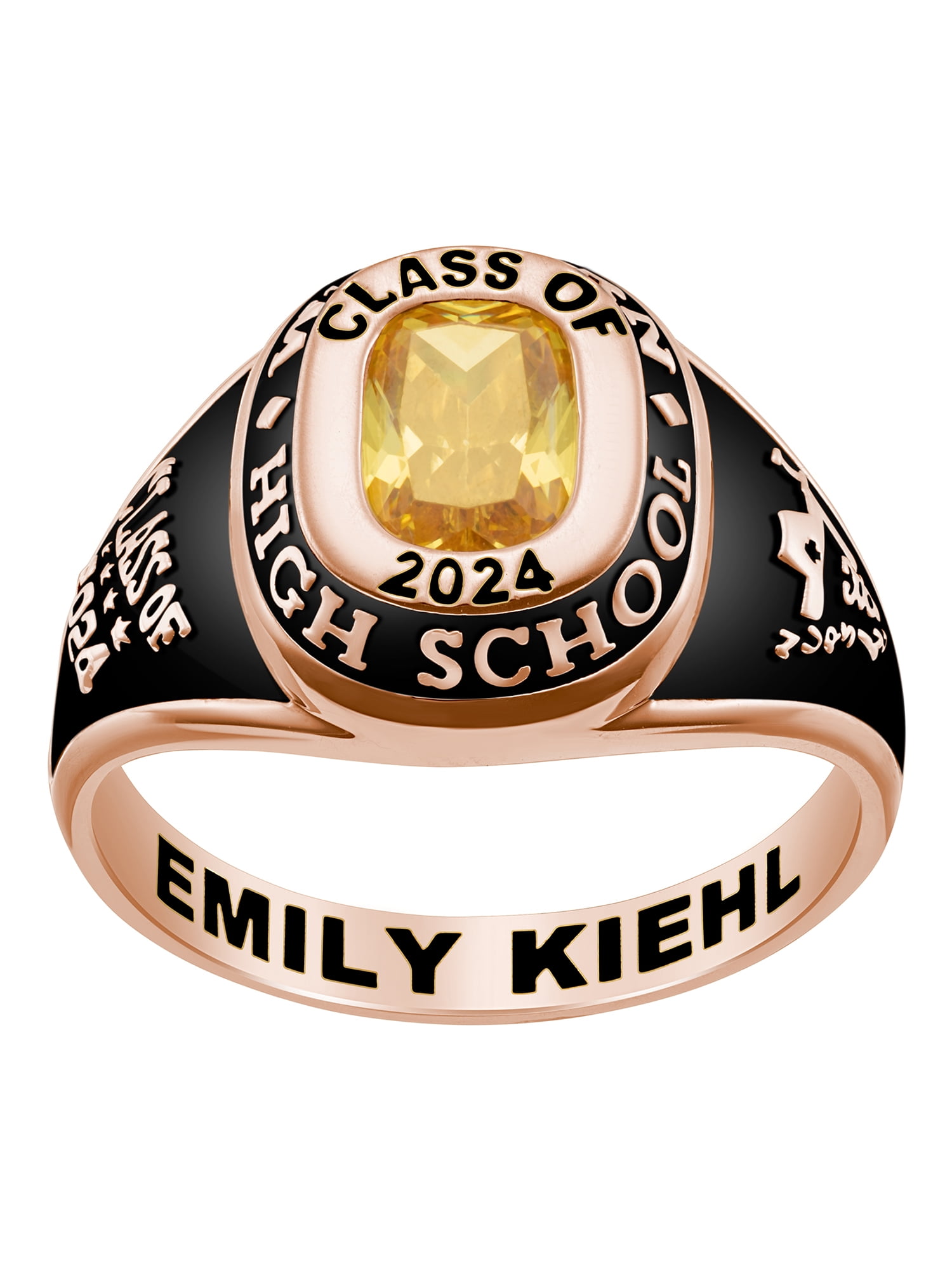 Order Now for 2025 Graduation, Freestyle Women's' 14K Rose Gold over Sterling Classic Cushion Birthstone Class Ring, Personalized, High School or College Graduation