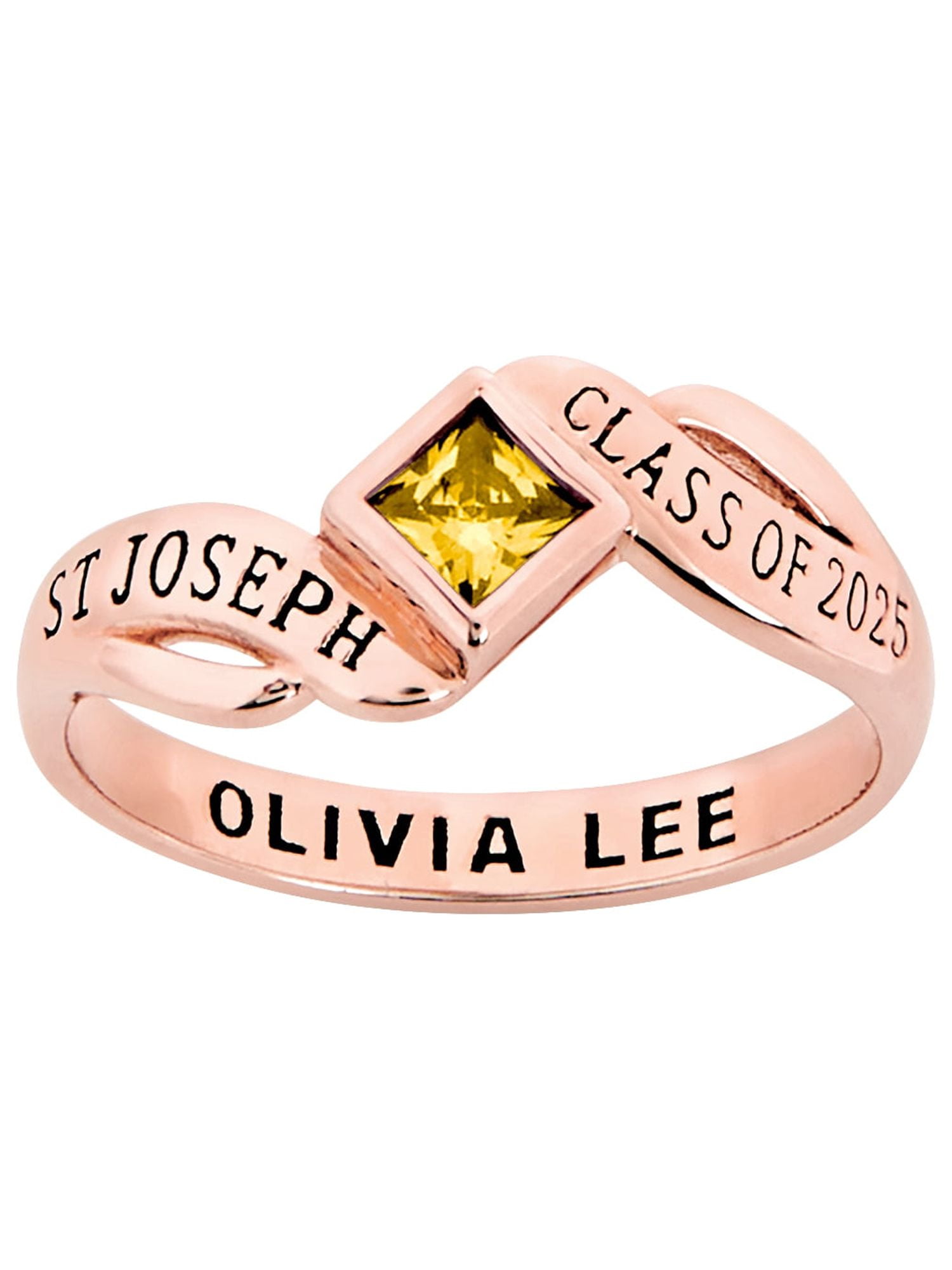 Order Now for 2025 Graduation, Freestyle Women's Bypass Princess Cut Birthstone Fashion Class Ring Sterling Silver, Personalized, High School or College