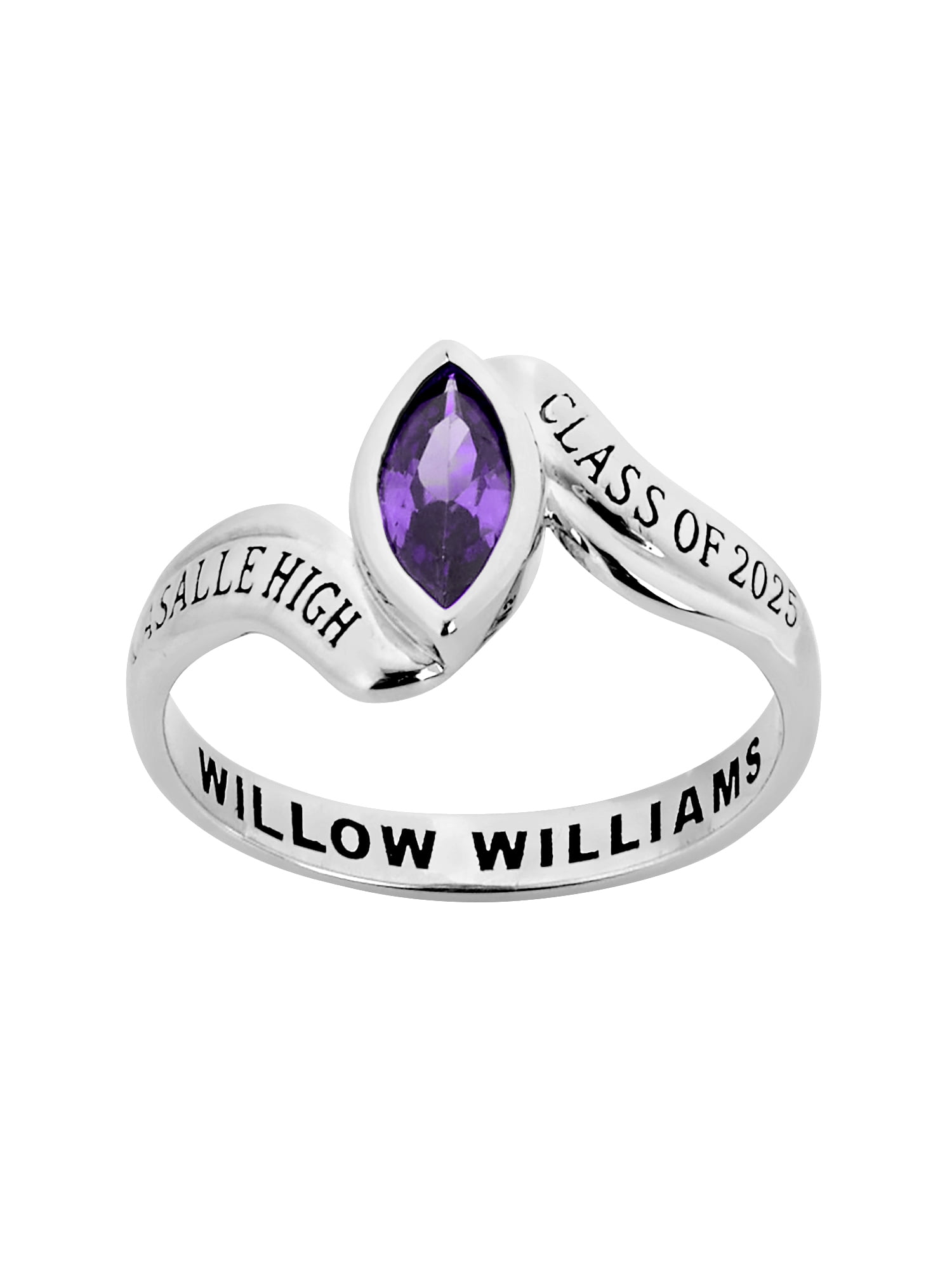 FREESTYLE CLASS RINGS Order Now for 2025 Graduation, Freestyle Women's Bypass Princess Cut Birthstone Fashion Class Ring, Sterling Silver, Personalized, High School or College