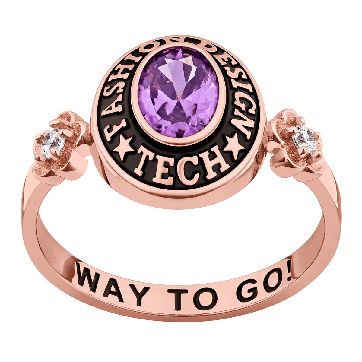 Order Now for 2025 Graduation, Freestyle Women's Oval Birthstone with CZ Flowers Class Ring Sterling Silver, Personalized, High School or College Graduation