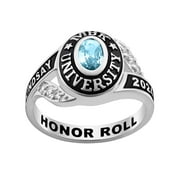 FREESTYLE CLASS RINGS Order Now for 2025 Graduation, Freestyle Women's Platinum Plated Sterling Silver Birthstone Classic Class Ring, Personalized, High School or College Graduation
