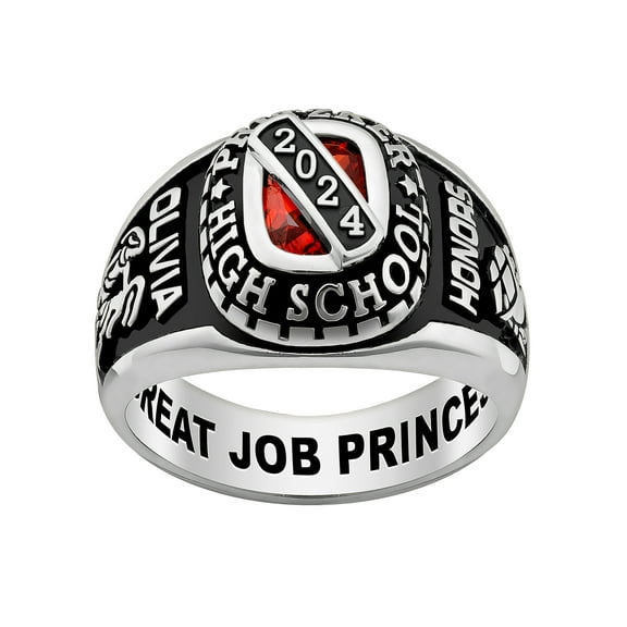 Order Now for 2025 Graduation, Freestyle Women's Platinum over Sterling Silver Bridge Birthstone Class Ring, Personalized, High School or College Graduation