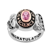 FREESTYLE CLASS RINGS Order Now for 2025 Graduation, Freestyle Women's Sterling Silver and 14K Rose Gold Plated Sweetheart Birthstone Class Ring, Personalized, High School or College Graduation