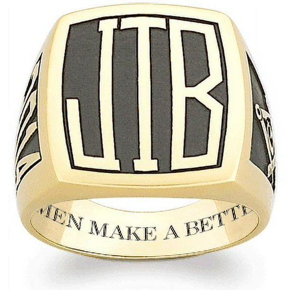 Order Now For Holiday Delivery, Order Now for Graduation, Freestyle Personalized Men's Yellow Rectangular Initial Signet Ring Celebrium, Personalized, High School or College Graduation