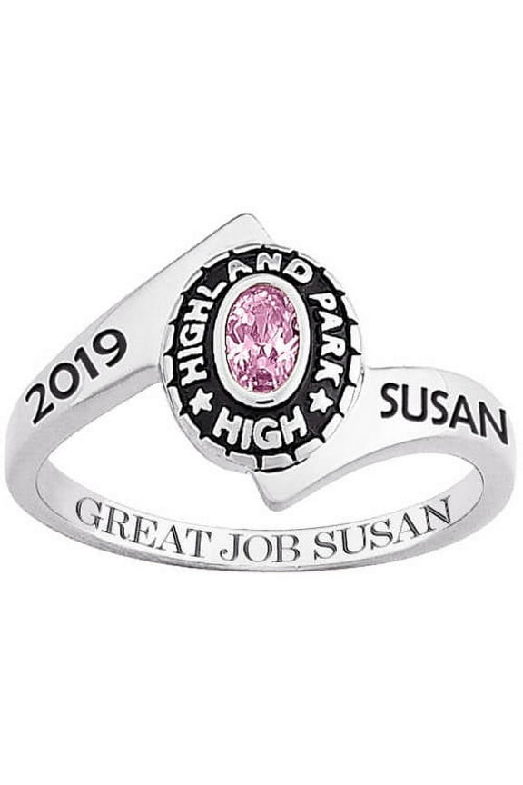 Order Now for 2025 Graduation, Freestyle 10K White Gold Women's Classic Oval Wrap Class Ring, Personalized, High School or College