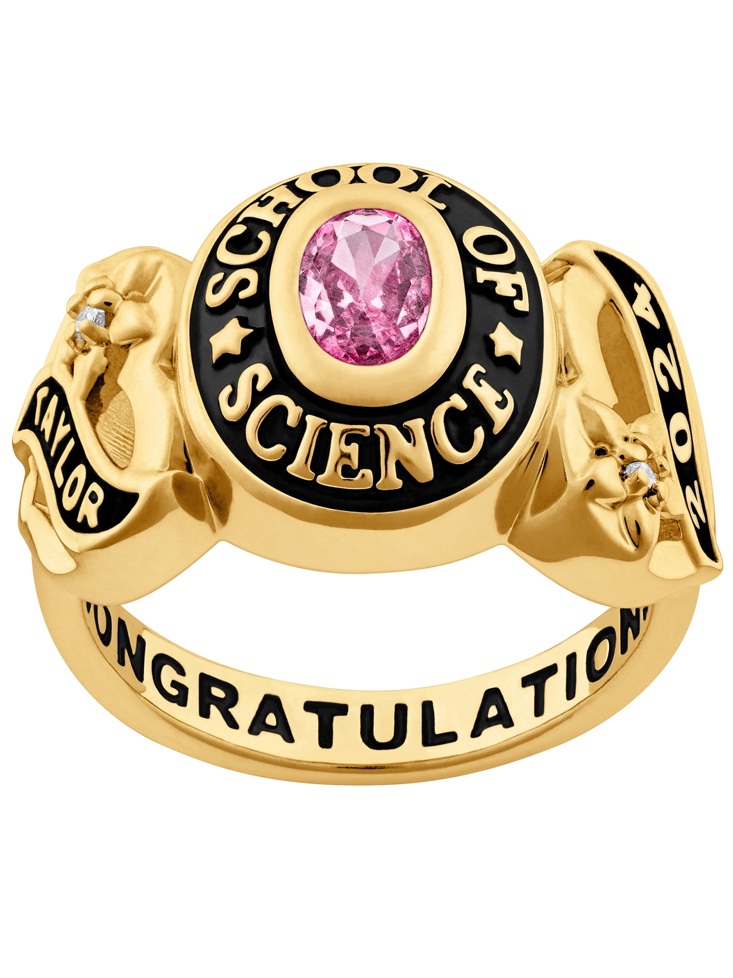 Order Now for 2025 Graduation, Freestyle 10K Yellow Gold Women's Sweetheart Birthstone Class Ring, Personalized, High School or College