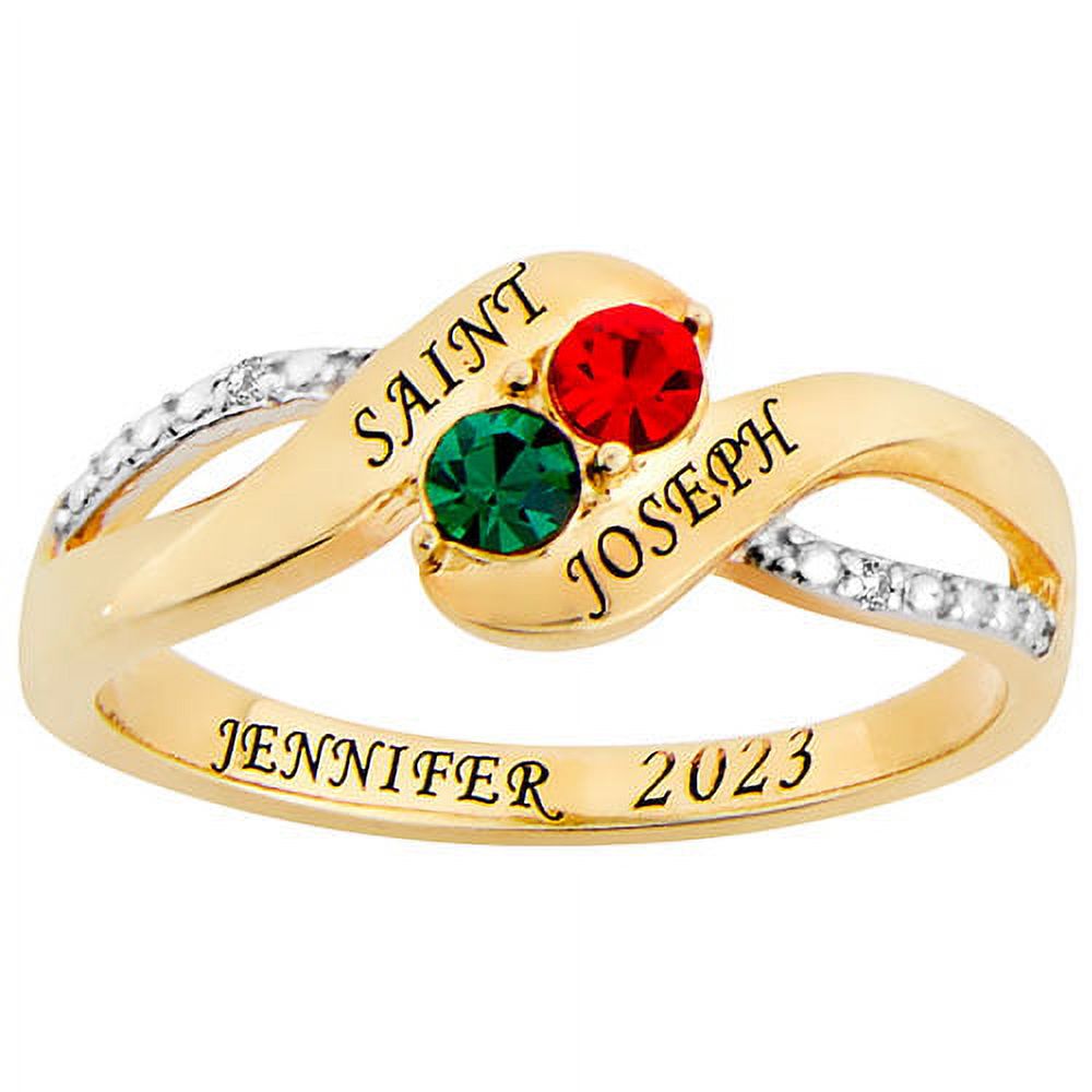 Order Now for 2025 Graduation, Freestyle Birthstone Bypass Diamond Accent Class Ring Sterling Silver, Personalized, High School or College