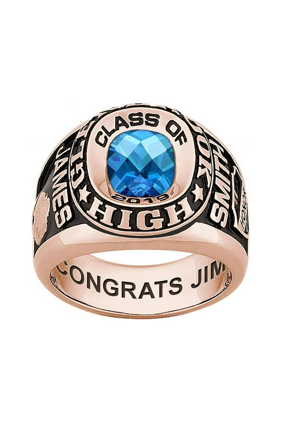 Order Now for 2025 Graduation, Freestyle Checkerboard Stone Double Row Men's Birthstone Class Ring Celebrium, Personalized, High School or College