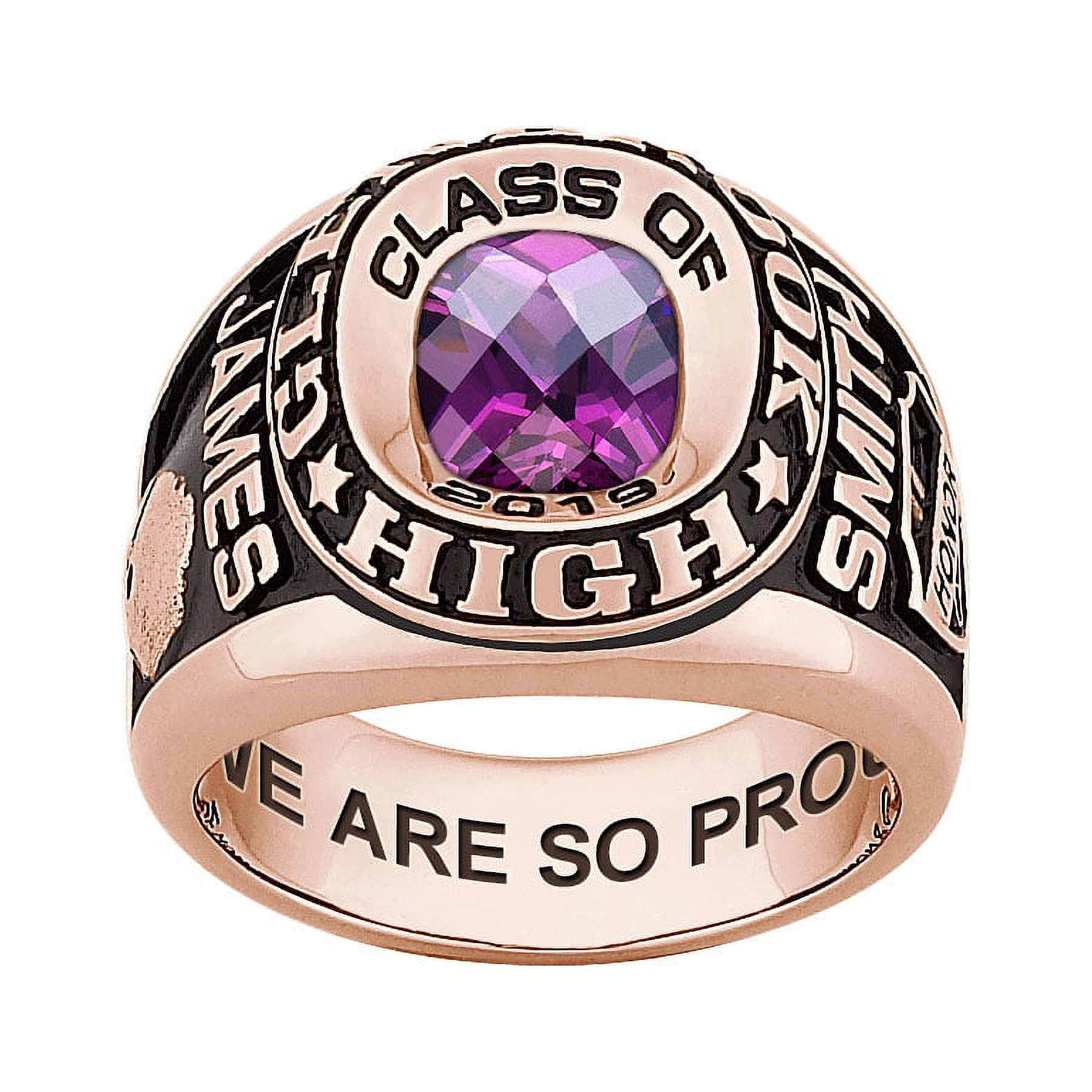 Order Now for 2025 Graduation, Freestyle Checkerboard Stone Double Row Men's Birthstone Class Ring, Personalized, High School or College