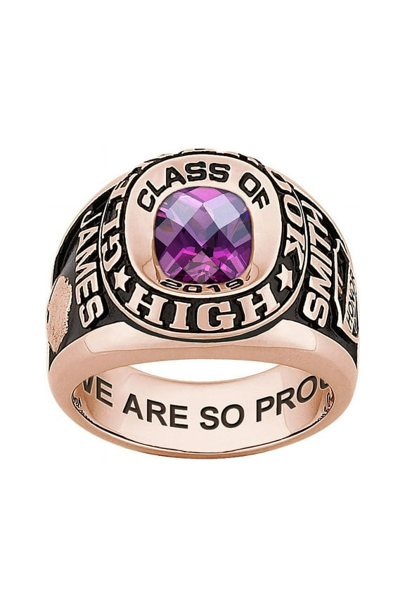 Order Now for 2025 Graduation, Freestyle Checkerboard Stone Double Row Men's Birthstone Class Ring, Personalized, High School or College