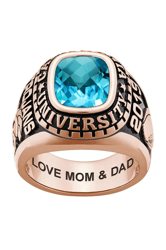 Order Now for 2025 Graduation, Freestyle Checkerboard Stone Large Men's Birthstone Class Ring Celebrium, Personalized, High School or College