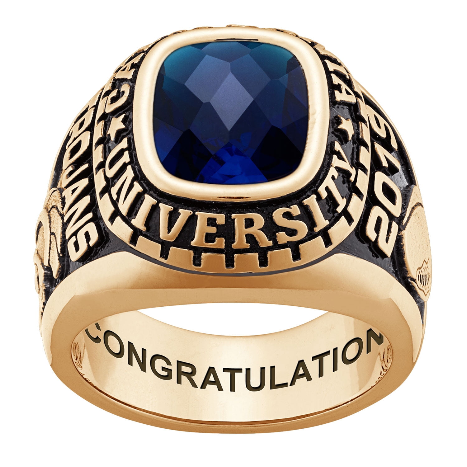 FREESTYLE CLASS RINGS Order Now for 2025 Graduation, Freestyle Checkerboard Stone Large Men's Birthstone Class Ring Sterling Silver, Personalized, High School or College
