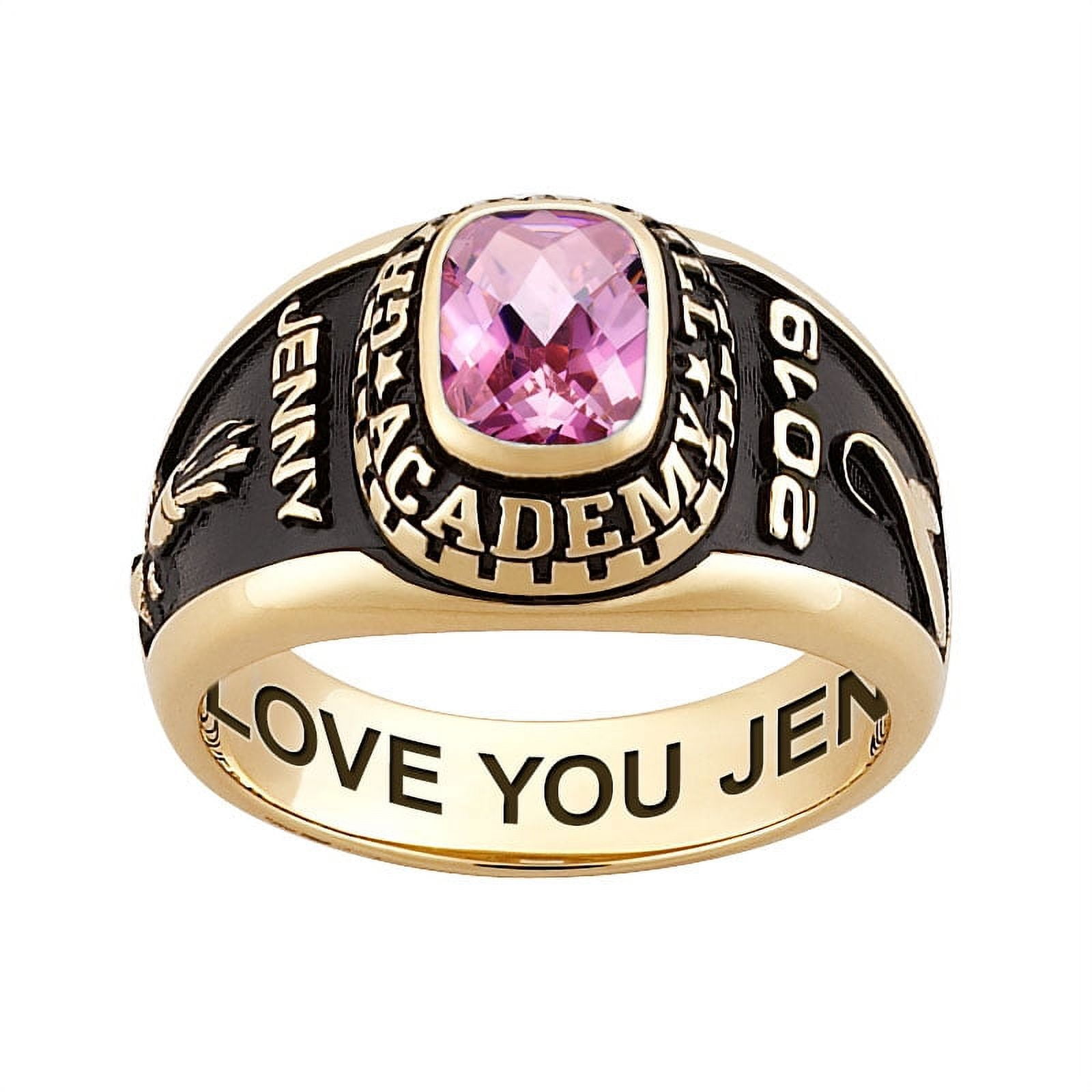 Order Now for 2025 Graduation, Freestyle Checkerboard Stone Women's Birthstone Class Ring Celebrium, Personalized, High School or College