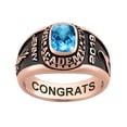thumbnail image 1 of Order Now for 2025 Graduation, Freestyle Checkerboard Stone Women's Birthstone Class Ring Sterling Silver, Personalized, High School or College, 1 of 3