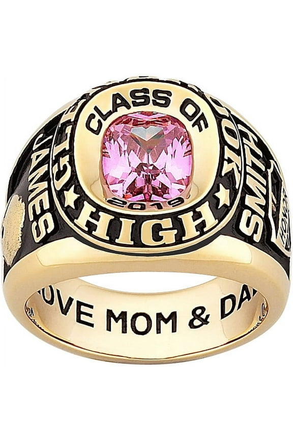 Order Now for 2025 Graduation, Freestyle Class Rings Men's Double Row 18K Gold over Sterling Class Ring, Personalized