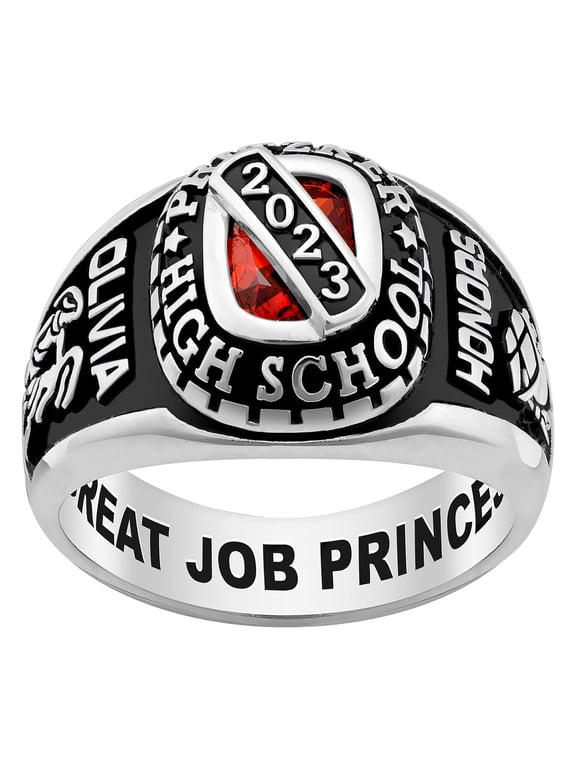 Order Now for 2025 Graduation, Freestyle Class Rings Platinum Birthstone Class Ring, 8 x 6mm, Celebrium, 5 to 12.5