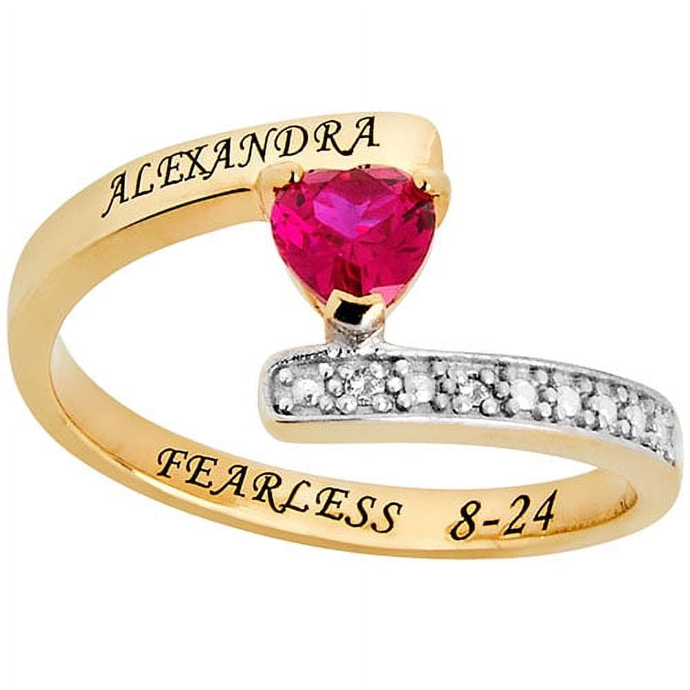 Order Now for 2025 Graduation, Freestyle Heart Birthstone Bypass Diamond Accent Class Ring Sterling Silver, Personalized, High School or College